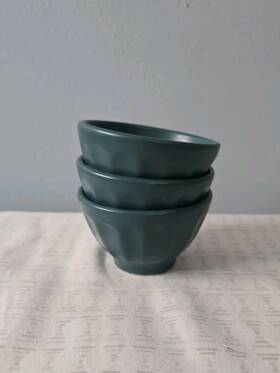 62210950 Anthropologie Mini Matte Latte Bowls Nut Set Of 3 Spruce Blue Green