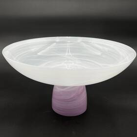 Anthropologie 769076027822 Art Glass Alabaster Swirl Purple Footed Pedestal Bowl Dish Vase