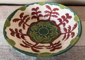 80379241 Anthropologie Agata Soup Pasta Bowl Green Blue Abstract Pattern Ceramic 7.5 Inch