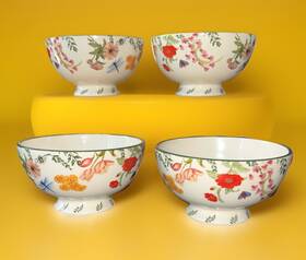 95716510 Anthropologie Four Nwt Inch Eden Wildflower Cereal Bowls 6 Tall X 3.75 Wide