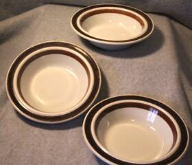 143841 Arabia Of Finland Rim Cereal Bowl Set 3 Rosmarin Brown Stoneware Cerr