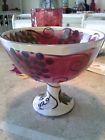 Art Garden Beautiful Wine Clay Grapes Bowl Discontinued Handcrafted Footed