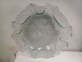 Elegant14 Artglass Serving Fruit Bowl Bubble Pebble Textured Freeform Art Glass Clear 1 Inch Size 14