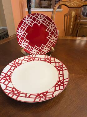 Lbpr0104 B By Brandie Truman Porcelain Dinner Plate And Salad Plates Red