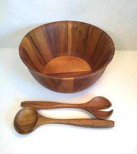 B. Smith With Style 444100308503 3-piece Acacia Wood Wooden Salad Bowl