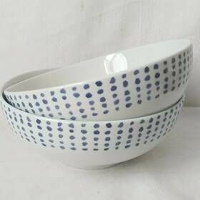 B1v1 Balvery Blue By 6 Inch Ceramic Bowl White With Dots Spots