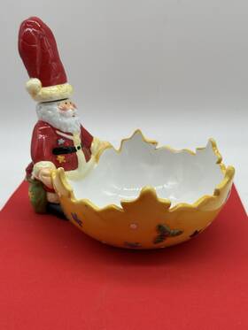 44129471 Bealls Santa Claus Dip Bowl With Spreader 6 Inch H X 5 W Christmas Unused / New
