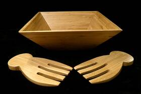 Bv-580 Benevolence Solid Bamboo Salad Bowl With Matching Hands -