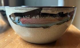 10097972 Better Homes And Gardens Set Of 4 Trout Lodge Soup Cereal Bowls Fish Lake Life