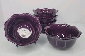 Better Homes & Gardens 085081843296 And Red Currant Ruffled Purple Cereal Bowl Set Of 5