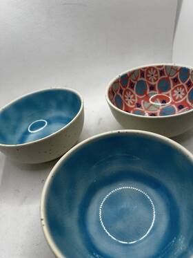 Better Homes & Gardens 8541921472 3 Melamine Small Cereal Bowl 4.5 Inch Garden Blue Mosaic Print Summer