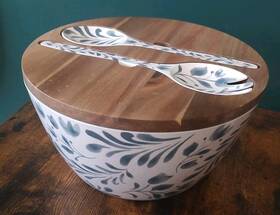 Bh26202406001bl Better Homes & Gardens And 4-pc. Melamine Salad Serving Bowl Utensil Set Blue