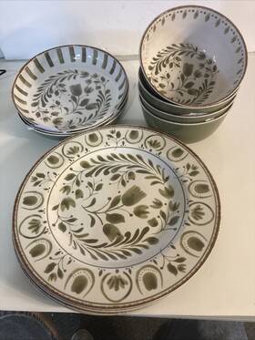 Better Homes & Gardens Bh26202406006gy Set Of 11 Piece And Garden Melamine Dinner Plate Bowl Green