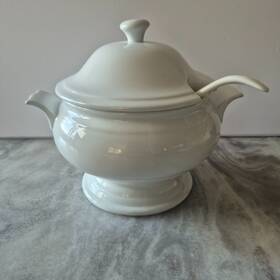 Bia Cordon Bleu 900188wgs1sioc White Porcelain Soup Tureen Serving Set 3.5 Quart With Lid And Ladle Ec
