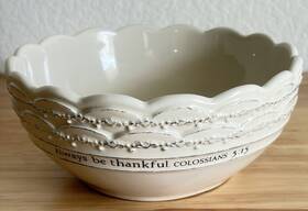 83707 Blessings Unlimited Gratitude Bowl Col 3 15 Cream Ceramic Religious Christian