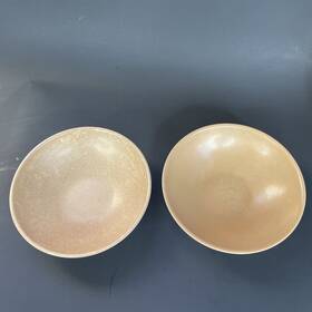 258-6 Bolta Vintage Lot Of 2 Cereal Salad Bowls Made In Usa Tan Brown Melamine