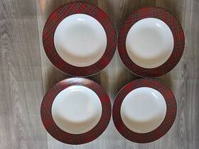 Bombay 36982 Tartan Red Plaid Soup Bowls Set Of 4 9 Inch Diameter Dinnerware
