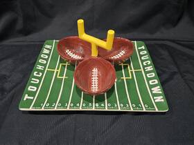 36215 Boston Warehouse Touchdown Condiment Serving Set Football Dish