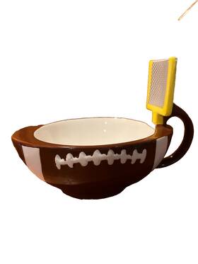 Boston Warehouse 810089638403 Maxis Creation Ceramic Football Dip Bowl Large Mug With Goal Post 15 Ounces