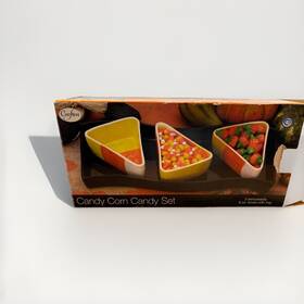 84682 Boston Warehouse Candy Corn Condiment Serving Set New 3 Bowls Tray - Halloween