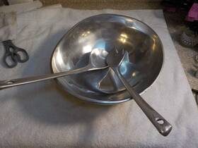 Ff-50 Bruce Fox Original Ff 50 Large Salad Bowl With Fork And Spoon- Heavy Aluminum