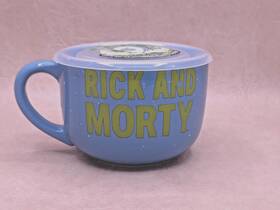 Buffalo 810076040783 Rick And Morty Ceramic Ramen Bowl Mug Soup Cup Pressure Release Lid 24 Oz