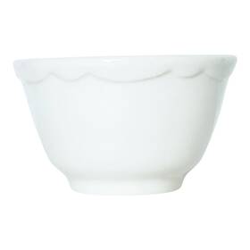 Buf19 Buffalo Vtg Pottery White Scalloped Restaurant Hotel Ware Bouillon Mint
