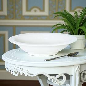 Buf28 Buffalo Vtg China Cream White Restaurant Rouge Ware 10 5/8 Inch Vegetable Bowl