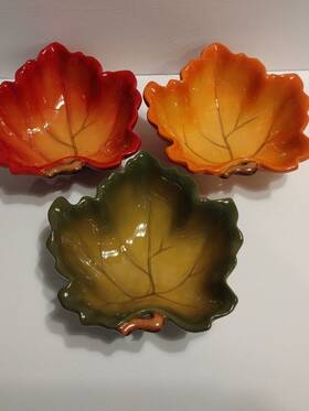 Bc9298 Candy Casa Bella By Ganz Ceramic Autum Leaf Stacking Bowls Set Of 3 Nuts Snacks