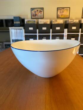 Canvas Home 849651097966 Abbesses Blue Rim Porcelain 9 Inch Salad Bowl- Nice