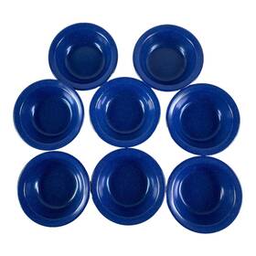 N43531 Carlisle Foodservice Products 8 Pc Set Melamine Dallas Ware Dishes 4.75 Oz Sparkling Blue