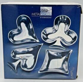 Casino Collection 028225044111 Metalworks By International Cards 4-piece Appetizer Bowl Set