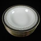 H8426 Cauldon Key Fret Rimmed 8 Soup Bowls Greek " Gilt Gold