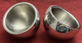 613-096 Cb2 2 Stainless Steel Mini Tilted Snack Serving Bowl Double Wall 4.5 Inch Dual Angle