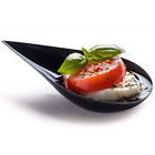 Ccdtdb100 Dlux Tear Drop Mini Appetizer Plates Black Plastic 787639350613