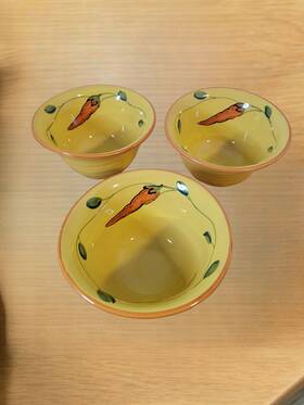 Aa61-1 Ceramiche Virginia Avellino Yellow Italian Earthenware Soup Cereal Bowl Set Of 3