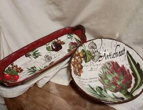 Certified International 730384310180 Botanical Veggies 9.25 In Bowl And 14 Bread Tray Set