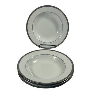 Charter Club 636202087305 4 Grand Buffet Platinum Rim Soup Bowls 9 Inch