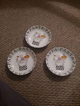 Chef Elect 886323313504 Set 3 Ceramic Pasta Serving Bowls Italian Theme 12 Inch X 2.25