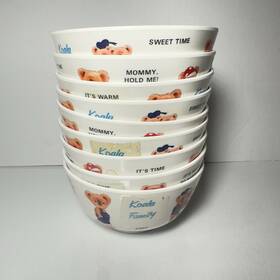 M-0172 Chen-hao Rare 1996 Koala Childrens Set Of 9 Melamine Cereal Dessert Bowls