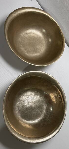 95961.01 Chrissy Tiegan Cravings By Teigen Rustic Aluminum Bowl Champagne Gold Lot Of X2 Bowls