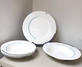 Hk209 Christopher Stuart 5 Pc Vector Optima Bowls 3 Soup 1 Vegetable And Platter