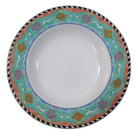 Y0267 Christopher Stuart Fine China Soup Bowl Laguna Wide Rim Southwest Style