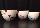 Ciroa Set Of Quality Porcelain Nesting Bowls Birds Flowers Lila