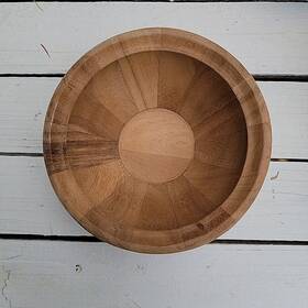 M030317 Classic Cuisine Wooden Bamboo Serving Bowl Salads Fruit Elegant Display Natural Finish