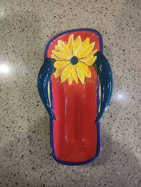 T-042625-3 Clay Art 99-1 Vtg Flip Flop Sandal Serving Trinket Dish Spoon Rest