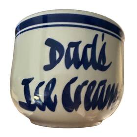 E3775 Clay Design Dads Ice Cream Ceramic Bowl Blue White Stoneware Fathers Day