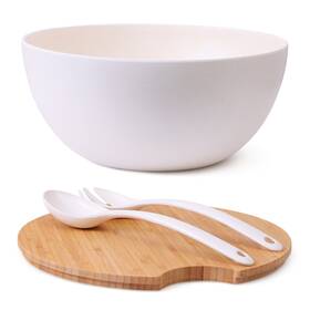 Clean Dezign 864676000319 11.5 Inch Extra Large Salad And Serving Bowl With Wooden Lid Servers - Bamboo