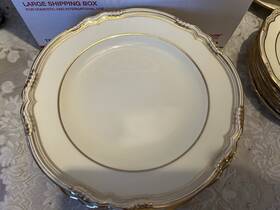 Y816 Copeland Spode Tiffany And Co Sheffield Cream Gold Trim 9 Inch Shallow Bowl/plate