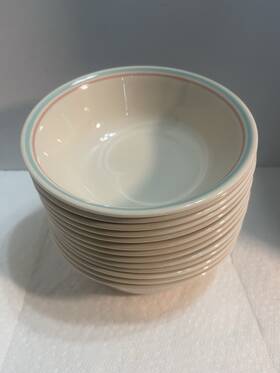 1551 Corelle 13 Forever Yours Soup/cereal/salad Bowls Cream With Pink /green